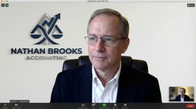 Professional video call with branded background